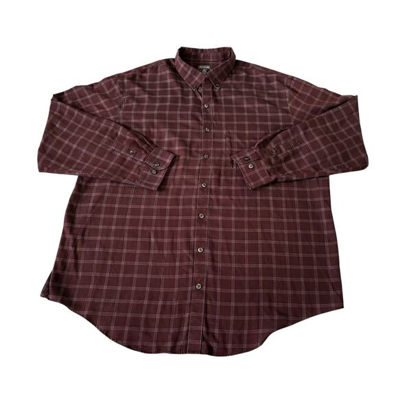 Van Heusen Maroon Checkered Button-Down Mens Size 2XLT - Picture 1 of 6